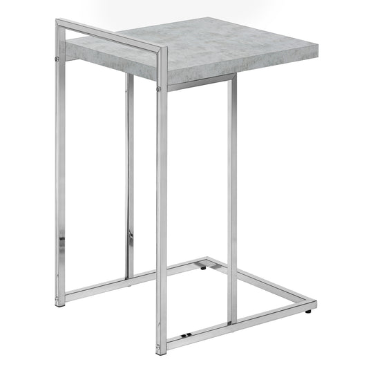 I 3639 Accent Table - 25"H / Grey Cement / Chrome Metal - Furniture Depot