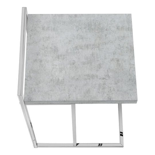 I 3639 Accent Table - 25"H / Grey Cement / Chrome Metal - Furniture Depot