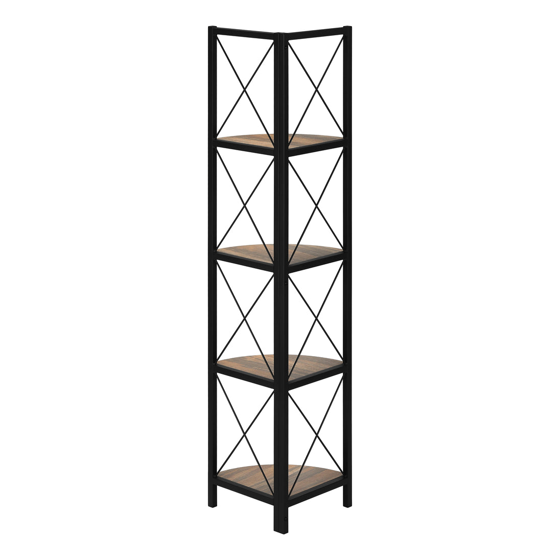 I 3646 Bookcase - 60"H / Brown Reclaimed / Black Metal Corner - Furniture Depot (7881121464568)