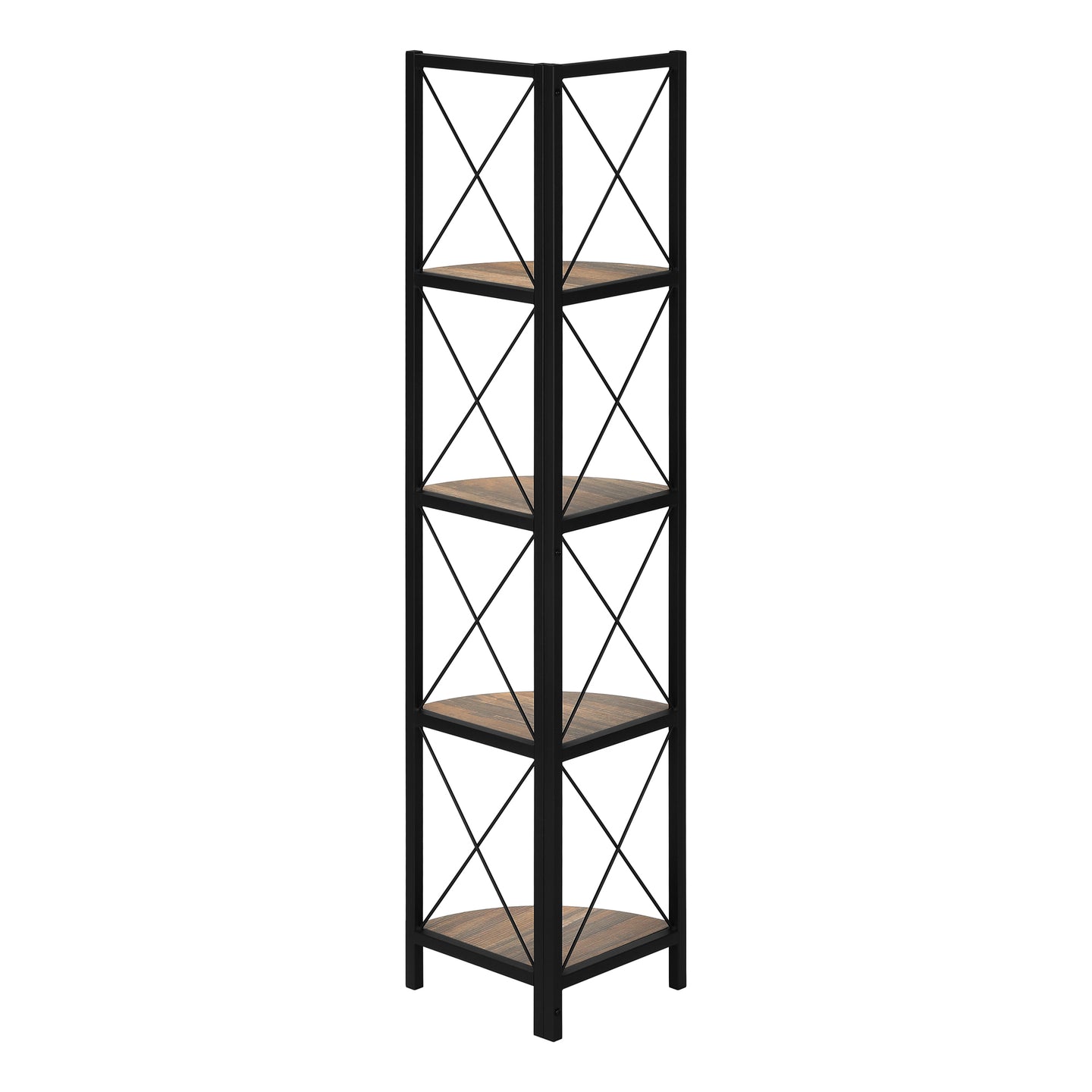 I 3646 Bookcase - 60"H / Brown Reclaimed / Black Metal Corner - Furniture Depot (7881121464568)