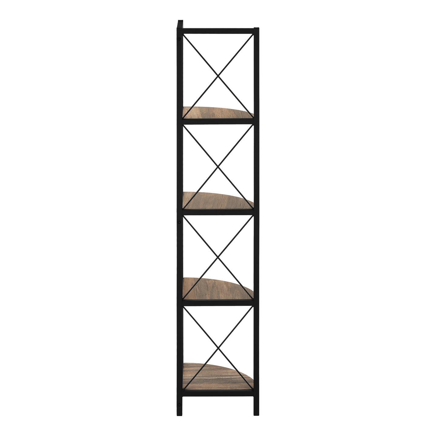 I 3646 Bookcase - 60"H / Brown Reclaimed / Black Metal Corner - Furniture Depot (7881121464568)