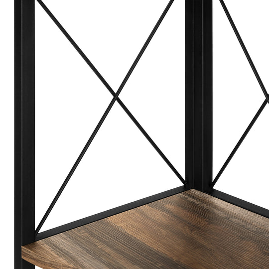 I 3646 Bookcase - 60"H / Brown Reclaimed / Black Metal Corner - Furniture Depot (7881121464568)