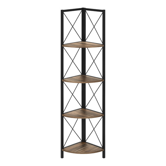 I 3646 Bookcase - 60"H / Brown Reclaimed / Black Metal Corner - Furniture Depot (7881121464568)