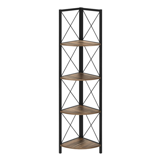 I 3646 Bookcase - 60"H / Brown Reclaimed / Black Metal Corner - Furniture Depot (7881121464568)