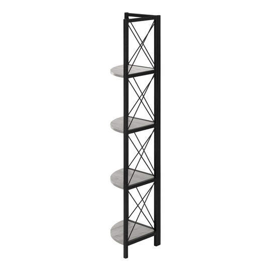 I 3647 Bookcase - 60"H / Grey / Black Metal Corner Etagere - Furniture Depot