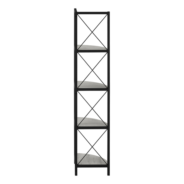 I 3647 Bookcase - 60"H / Grey / Black Metal Corner Etagere - Furniture Depot
