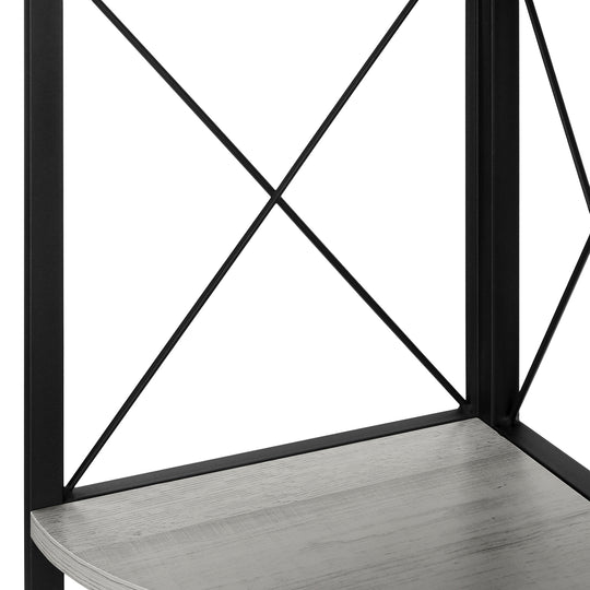 I 3647 Bookcase - 60"H / Grey / Black Metal Corner Etagere - Furniture Depot