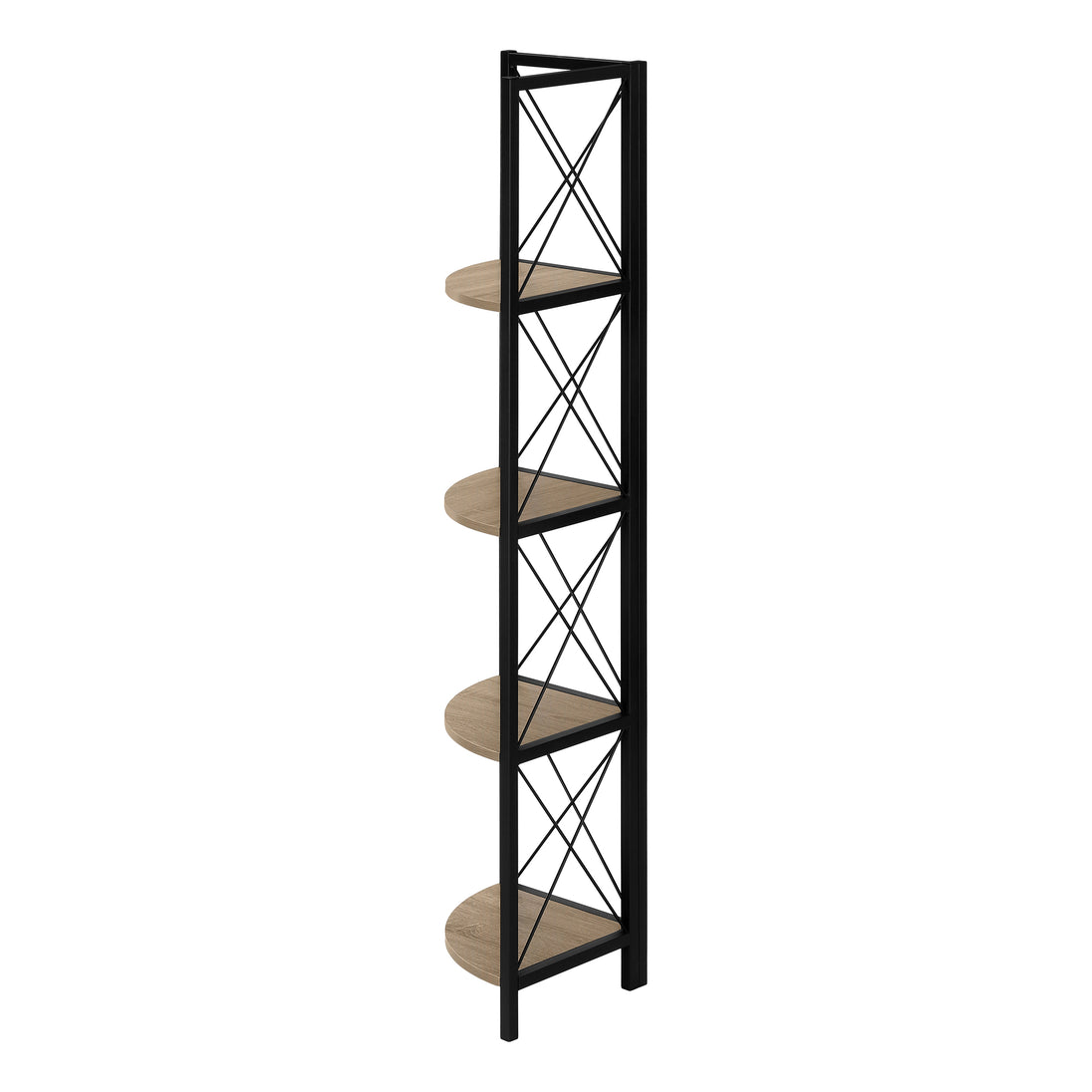 I 3648 Bookcase - 60"H / Dark Taupe / Black Metal Corner Etagere - Furniture Depot (7881121693944)