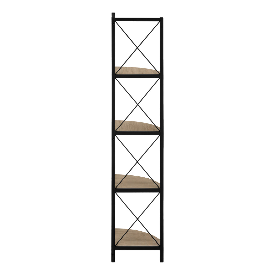 I 3648 Bookcase - 60"H / Dark Taupe / Black Metal Corner Etagere - Furniture Depot (7881121693944)