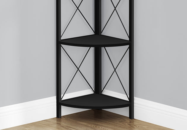 I 3649 Bookcase - 60"H / Black / Black Metal Corner Etagere - Furniture Depot (7881121726712)