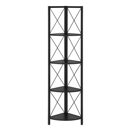 I 3649 Bookcase - 60"H / Black / Black Metal Corner Etagere - Furniture Depot (7881121726712)