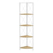 I 3652 Bookcase - 60"H / Natural / White Metal Corner Etagere - Furniture Depot (7881121825016)