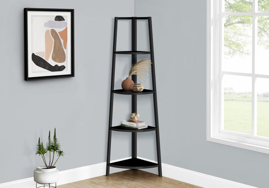 I 3664 Bookcase - 60"H / Black / Black Metal Corner Etagere - Furniture Depot (7881122152696)