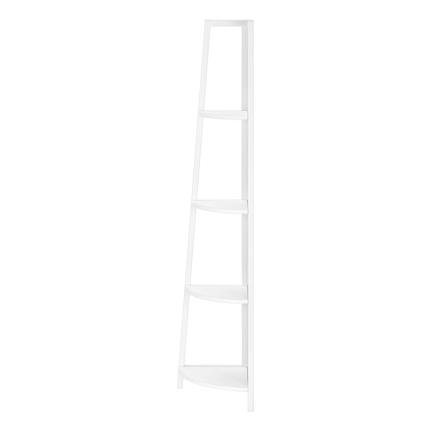 I 3665 Bookcase - 60"H / White / White Metal Corner Etagere - Furniture Depot