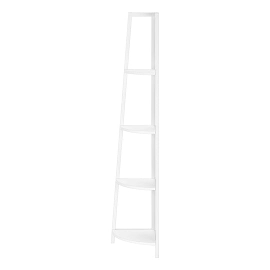 I 3665 Bookcase - 60"H / White / White Metal Corner Etagere - Furniture Depot