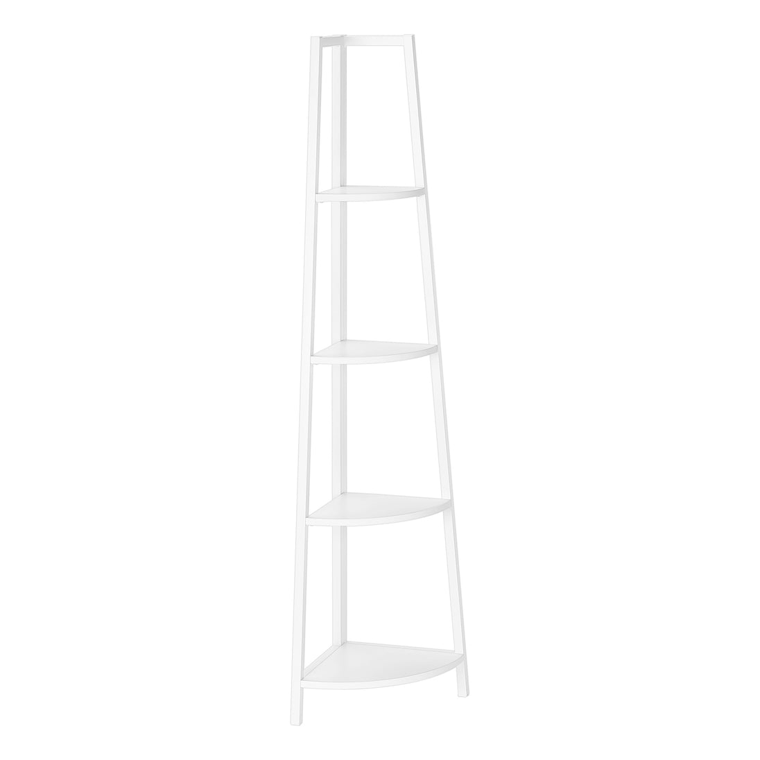 I 3665 Bookcase - 60"H / White / White Metal Corner Etagere - Furniture Depot