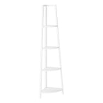I 3665 Bookcase - 60"H / White / White Metal Corner Etagere - Furniture Depot