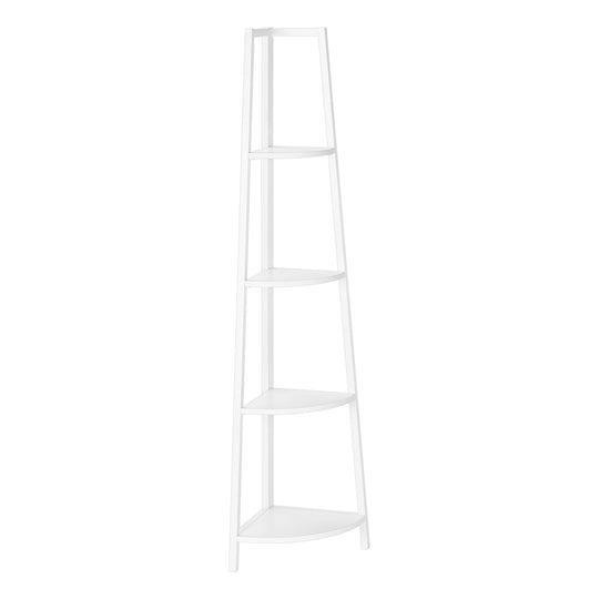 I 3665 Bookcase - 60"H / White / White Metal Corner Etagere - Furniture Depot