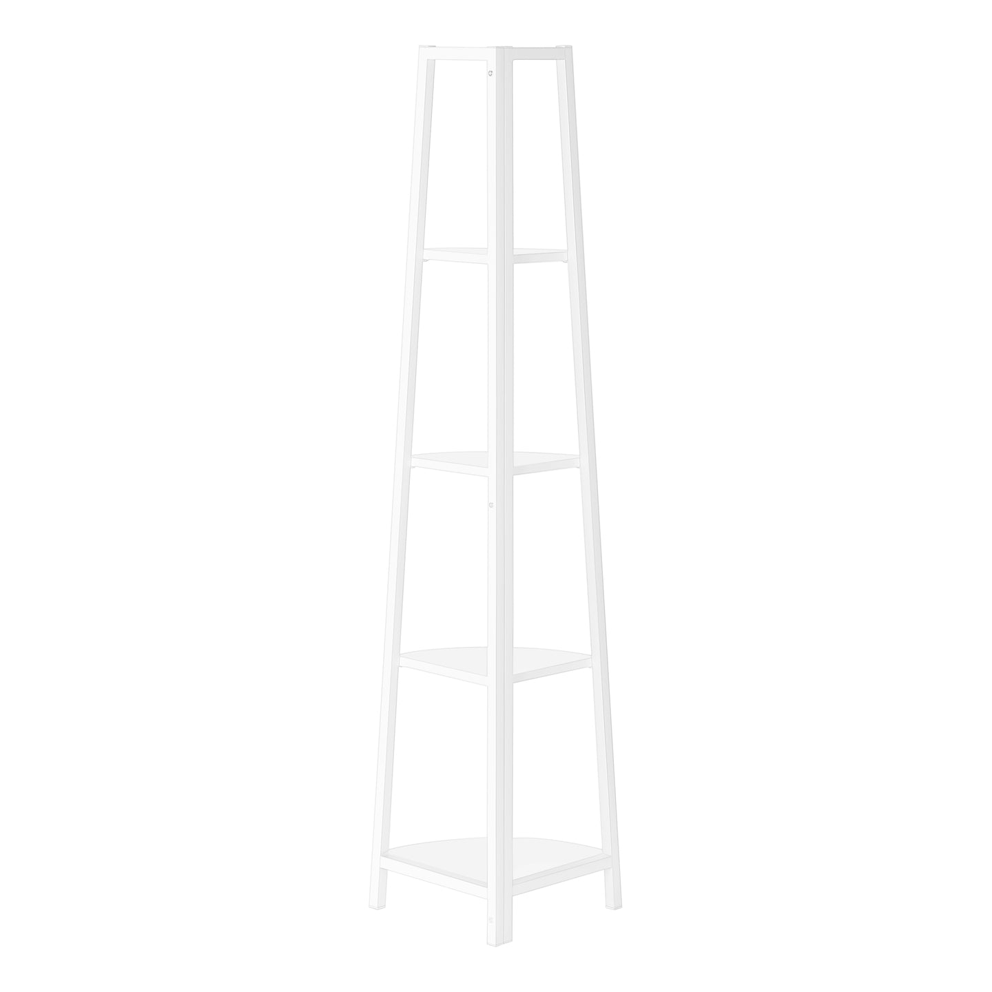 I 3665 Bookcase - 60"H / White / White Metal Corner Etagere - Furniture Depot