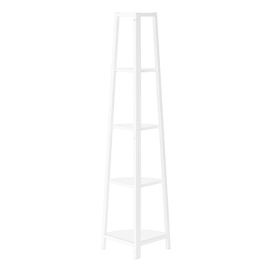 I 3665 Bookcase - 60"H / White / White Metal Corner Etagere - Furniture Depot