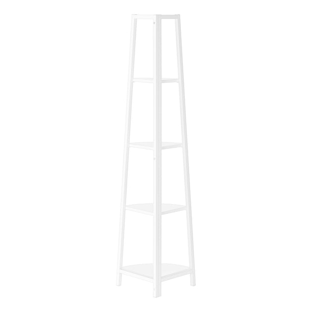 I 3665 Bookcase - 60"H / White / White Metal Corner Etagere - Furniture Depot