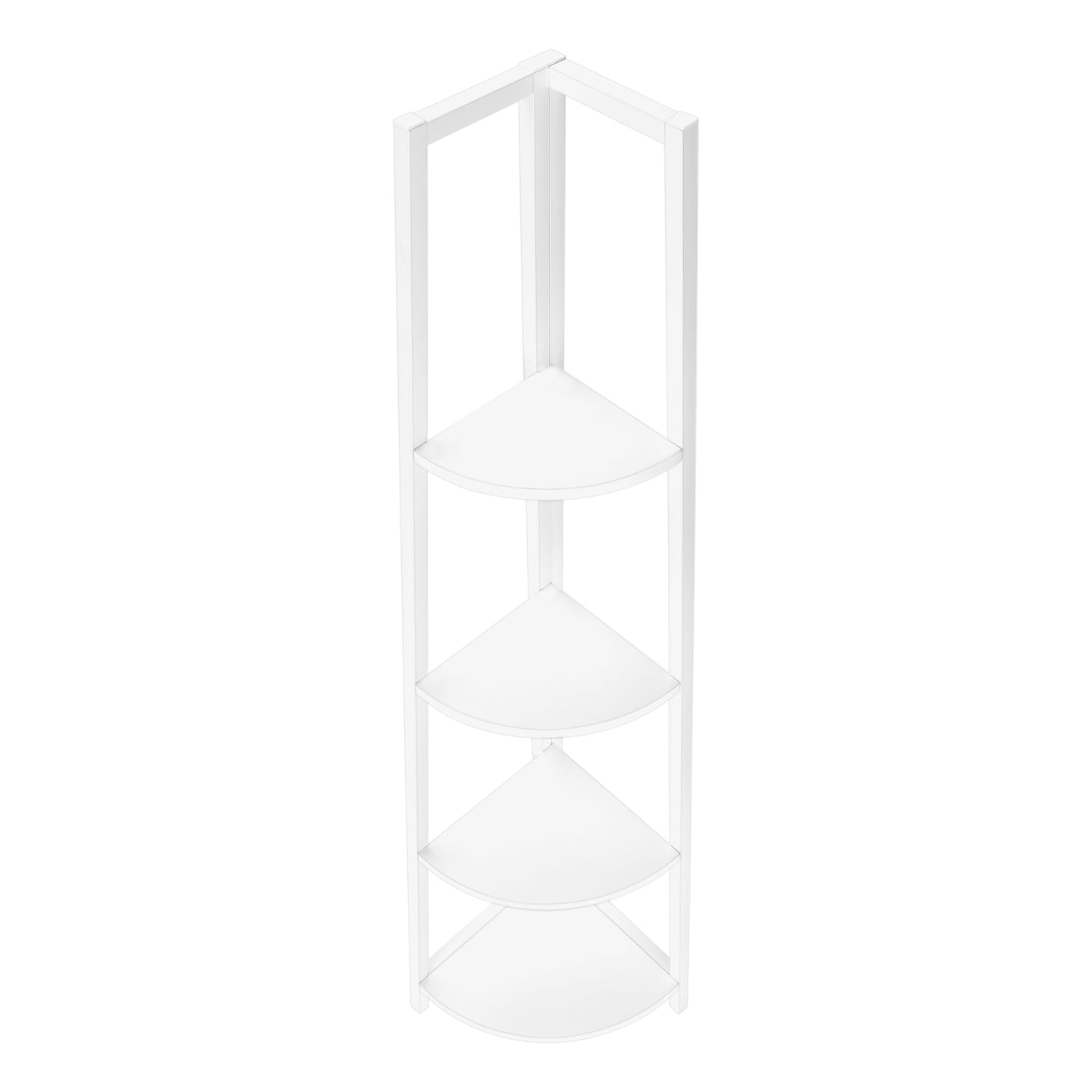 I 3665 Bookcase - 60"H / White / White Metal Corner Etagere - Furniture Depot