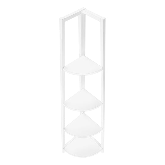 I 3665 Bookcase - 60"H / White / White Metal Corner Etagere - Furniture Depot