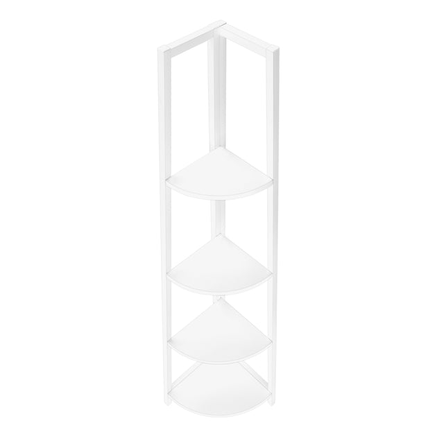 I 3665 Bookcase - 60"H / White / White Metal Corner Etagere - Furniture Depot