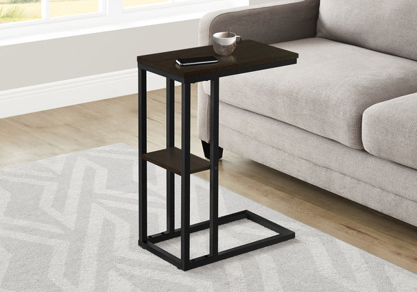 I 3670 Accent Table - 25"H / Espresso / Black Metal - Furniture Depot (7881122218232)