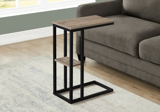 I 3672 Accent Table - 25"H / Dark Taupe / Black Metal - Furniture Depot (7881122283768)