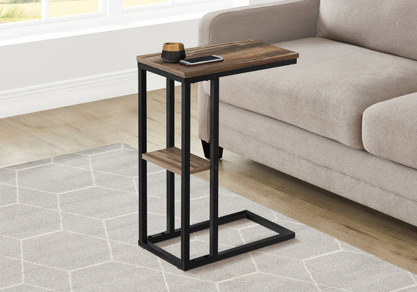 I 3673 Accent Table - 25"H / Brown Reclaimed-Look / Black Metal - Furniture Depot (7881122316536)