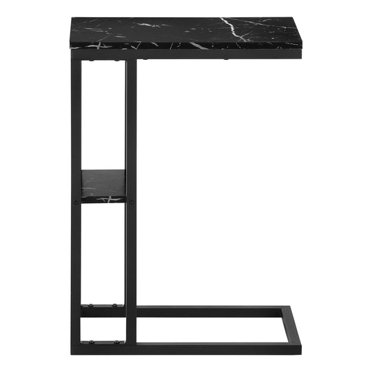 I 3674 Accent Table - 25"H / Black Marble / Black Metal - Furniture Depot