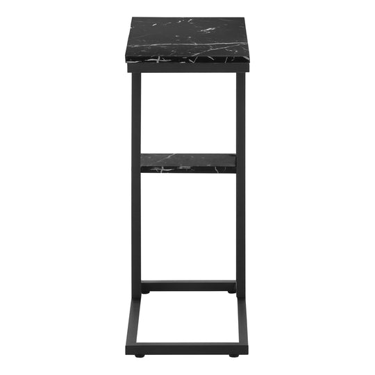 I 3674 Accent Table - 25"H / Black Marble / Black Metal - Furniture Depot