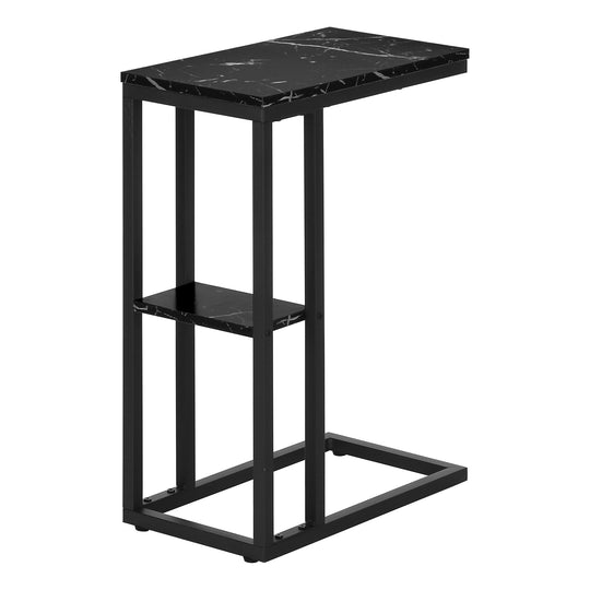 I 3674 Accent Table - 25"H / Black Marble / Black Metal - Furniture Depot