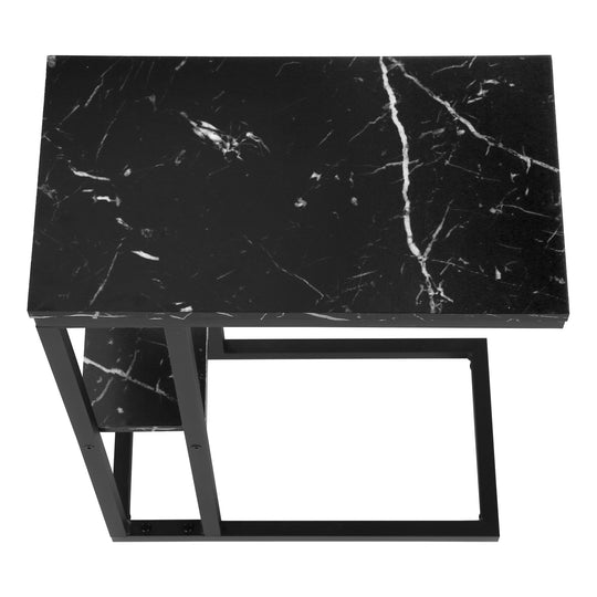 I 3674 Accent Table - 25"H / Black Marble / Black Metal - Furniture Depot