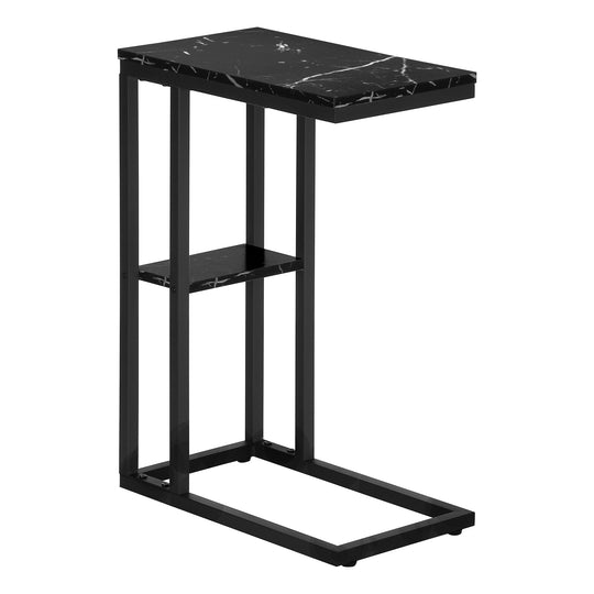 I 3674 Accent Table - 25"H / Black Marble / Black Metal - Furniture Depot