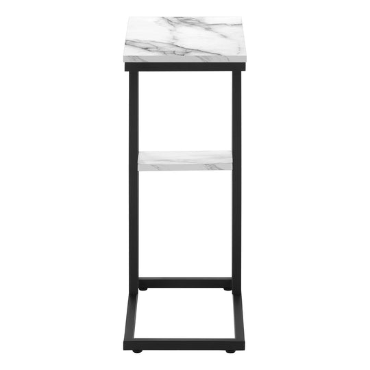 I 3675 Accent Table - 25"H / White Marble / Black Metal - Furniture Depot