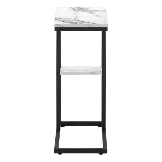 I 3675 Accent Table - 25"H / White Marble / Black Metal - Furniture Depot