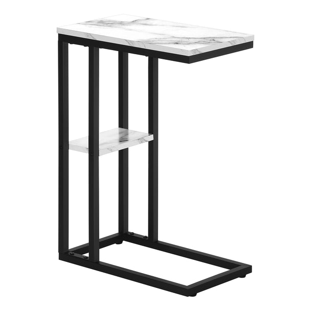 I 3675 Accent Table - 25"H / White Marble / Black Metal - Furniture Depot