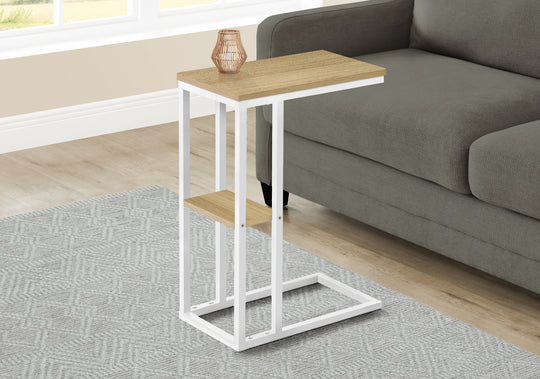 I 3677 Accent Table - 25"H / Natural / White Metal - Furniture Depot