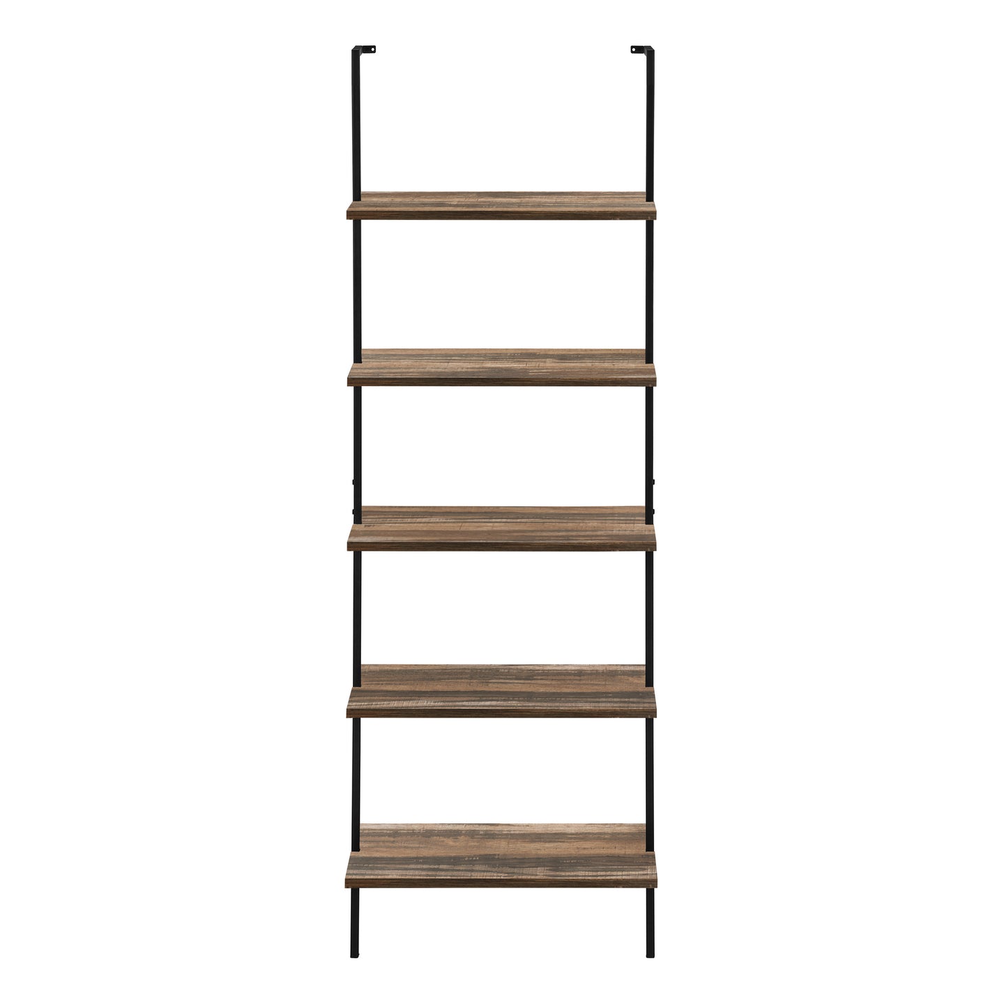 I 3680 Bookcase - 72"H Ladder Brown Reclaimed / Black Metal - Furniture Depot