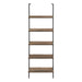 I 3680 Bookcase - 72"H Ladder Brown Reclaimed / Black Metal - Furniture Depot