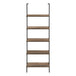 I 3680 Bookcase - 72"H Ladder Brown Reclaimed / Black Metal - Furniture Depot