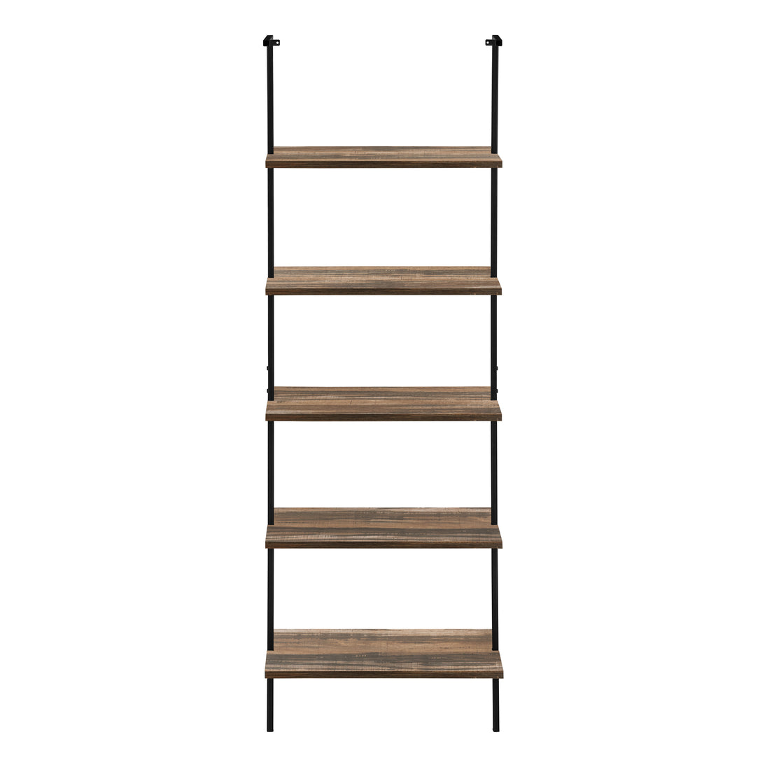 I 3680 Bookcase - 72"H Ladder Brown Reclaimed / Black Metal - Furniture Depot