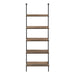 I 3680 Bookcase - 72"H Ladder Brown Reclaimed / Black Metal - Furniture Depot