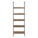 I 3680 Bookcase - 72"H Ladder Brown Reclaimed / Black Metal - Furniture Depot