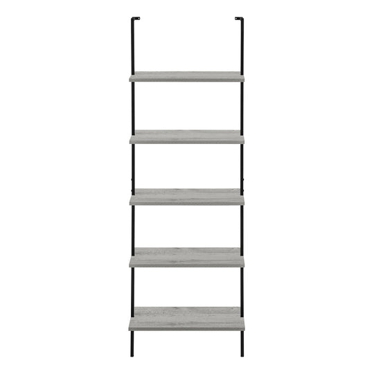 I 3681 Bookcase - 72"H Ladder Grey / Black Metal - Furniture Depot (7881122578680)