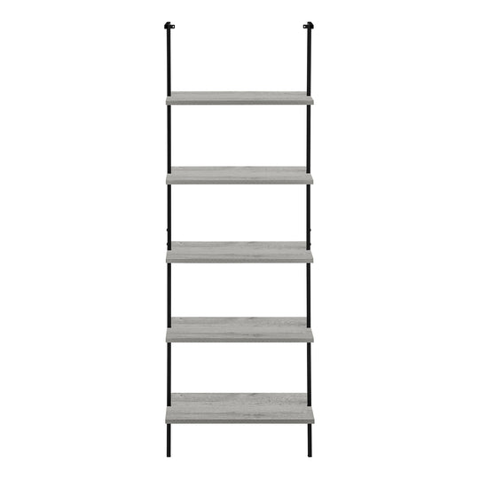 I 3681 Bookcase - 72"H Ladder Grey / Black Metal - Furniture Depot (7881122578680)