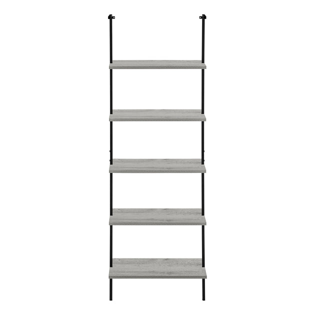 I 3681 Bookcase - 72"H Ladder Grey / Black Metal - Furniture Depot (7881122578680)