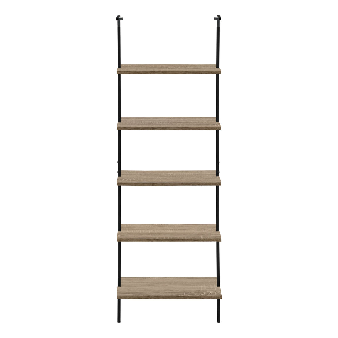 I 3682 Bookcase - 72"H Ladder Dark Taupe / Black Metal - Furniture Depot (7881122709752)